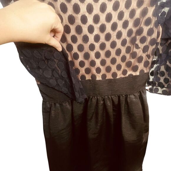 Eliza J | Polka Dot Mesh Overlay Party Dress with Sheer Sleeves Size 10 | EUC - Picture 7 of 15